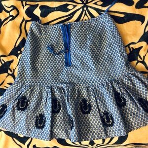 Leifsdottir Blue and White A-Line Skirt Urban Outfitters